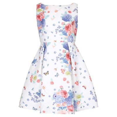 multicoloured Floral Butterfly Sleeveless Party Dress